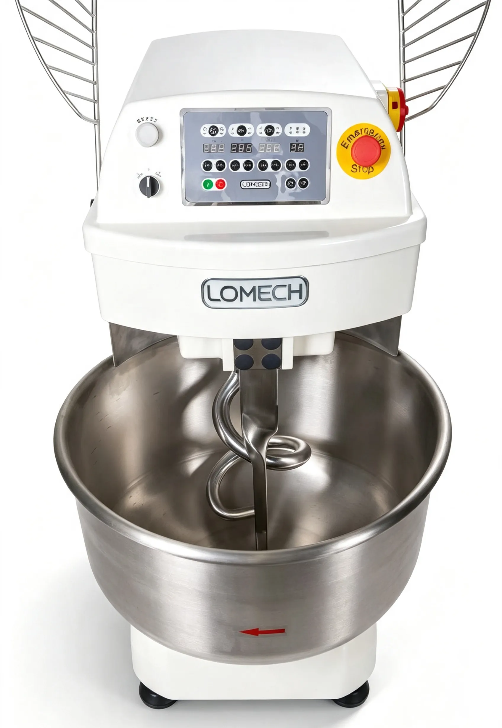 80kg Heavy-Duty Dual Motor Spiral Dough Mixer, Adjustable Speed Commercial Bakery Mixer for Large Batch Production